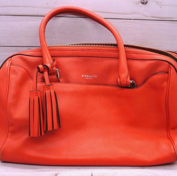 COACH LEATHER LEGACY HALEY DOCTOR SATCHEL IN FIRE CORAL #23574 - Picture 1 of 8
